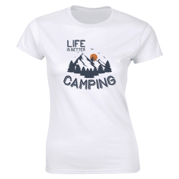 Half It Tops - Life Is Better Camping Mountain Climbing T-shirt Half It Tops - Life Is Better Camping Mountain Climbing T-shirt